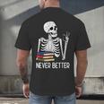 Never Better Skeleton Read Reading Book Librarian Men Women Men's Back Print T-Shirt