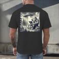 Bigfoot With Alien Reading A Book Bigfoot And UFO Men's Back Print T-Shirt