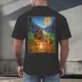 Bigfoot And Alien Reading Books Campfire Halloween Men's Back Print T-Shirt Bigfoot And Alien Reading Books Campfire Halloween Men's Back Print T-Shirt