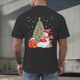Book Christmas Tree Bookworm Gingerbread Man Snowman Reading Men's Back Print T-Shirt
