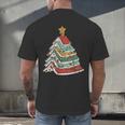 Book Christmas Tree For Librarians Book Lovers Men's Back Print T-Shirt Book Christmas Tree For Librarians Book Lovers Men's Back Print T-Shirt