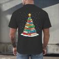 Book Christmas Tree Xmas Lights Book Lover Teacher Librarian Men's Back Print T-Shirt Book Christmas Tree Xmas Lights Book Lover Teacher Librarian Men's Back Print T-Shirt