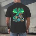 Book Dragon Reading Fantasy Men's Back Print T-Shirt