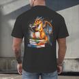 Book Dragon Reading Book Lover Men's Back Print T-Shirt Book Dragon Reading Book Lover Men's Back Print T-Shirt