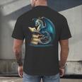 Book Lover Bookworm Reading Books Dragon Sci-Fi Character Men's Back Print T-Shirt Book Lover Bookworm Reading Books Dragon Sci-Fi Character Men's Back Print T-Shirt
