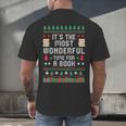 Book Lover Christmas Reader Ugly Sweater Tee Xmas New Year Men's Back Print T-Shirt