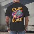 Book Lover Kids And Adults Reading Is a Blast Rocket Ship Men's Back Print T-Shirt