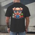 Book Lover Reading Pig Men's Back Print T-Shirt