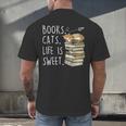 Book Lovers Books Cats Life Is Sweet Cat Lover Men's Back Print T-Shirt
