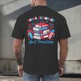 Books Fireworks And Freedom Independence Day Book Lover Men's Back Print T-Shirt
