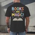 Books Are Magic Whimsical Retro Bookworm Men's Back Print T-Shirt