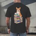 Bookworm Corgi Reading Books Drinking Coffee Dog Lover Men's Back Print T-Shirt Bookworm Corgi Reading Books Drinking Coffee Dog Lover Men's Back Print T-Shirt