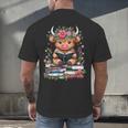 Bookworm Cute Baby Highland Cow Reading Book Men's Back Print T-Shirt