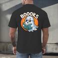 BOOOKS Cute Ghost Reading Books Halloween Men's Back Print T-Shirt BOOOKS Cute Ghost Reading Books Halloween Men's Back Print T-Shirt