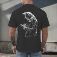 Cat Holds Book Writing Animal Print Motif Drawing Art Cat Men's Back Print T-Shirt Cat Holds Book Writing Animal Print Motif Drawing Art Cat Men's Back Print T-Shirt