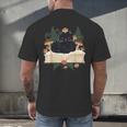 Cat On Open Book Mushrooms Ferns Dark Academia Men's Back Print T-Shirt Cat On Open Book Mushrooms Ferns Dark Academia Men's Back Print T-Shirt