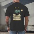 Cat Reading Book Men's Back Print T-Shirt