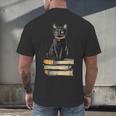 Cat Sitting On Books Men's Back Print T-Shirt Cat Sitting On Books Men's Back Print T-Shirt