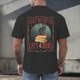 Cats And Books Lover Reading Literary Feline Humor Men's Back Print T-Shirt