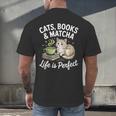 Cats Books And Matcha Life Is Perfect Green Tea Matcha Men's Back Print T-Shirt Cats Books And Matcha Life Is Perfect Green Tea Matcha Men's Back Print T-Shirt