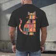 Cats Reading Books Librarian Library Readers Men's Back Print T-Shirt