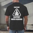 Caution Slippery When Reading Book Lover Men's Back Print T-Shirt