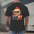 Chicken Reading a Book Farm Animal Chick Men's Back Print T-Shirt