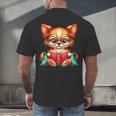 Chihuahua Reading a Book Dog Men's Back Print T-Shirt Chihuahua Reading a Book Dog Men's Back Print T-Shirt