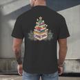 Christmas Book Reading Reader Xmas Bibliophile -Adult Christmas Tree Book Modern Men's Back Print T-Shirt Christmas Book Reading Reader Xmas Bibliophile -Adult Christmas Tree Book Modern Men's Back Print T-Shirt