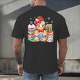 Christmas Gingerbread Man Reading Book Snowflake Teacher Men's Back Print T-Shirt