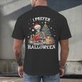 Christmas Outfit I Prefer Halloween Book Reading Skeleton Men's Back Print T-Shirt