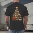 Christmas Tree Bookshelf Book Lover Library Men's Back Print T-Shirt