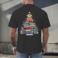 Christmas Tree Made Of Books Librarian Reader Holiday Men's Back Print T-Shirt