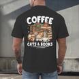 Coffee Cats And Books Cats And Reading Lovers Men's Back Print T-Shirt