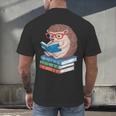 Cool Hedgehog Book Nerd Readers Men's Back Print T-Shirt Cool Hedgehog Book Nerd Readers Men's Back Print T-Shirt