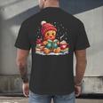 Cozy Gingerbread Christmas Reading Book Xmas Snowflakes Fall Men's Back Print T-Shirt