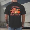Cozy Readers Book Society Teacher Reading Floral Pumpkin Tee Men's Back Print T-Shirt