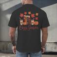 Cozy Season Autumn Leaves Books Pumpkins Fall Halloween Men's Back Print T-Shirt