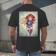 The Crimson Crescent 90s Retro Comic Book Superheroine Art Men's Back Print T-Shirt