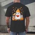 Cute Beanie Ghost Bookworm Cozy Book Reading Halloween Men's Back Print T-Shirt