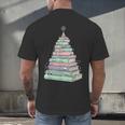 Cute Bookmas Christmas Book Tree Book Lover Teacher Men's Back Print T-Shirt Cute Bookmas Christmas Book Tree Book Lover Teacher Men's Back Print T-Shirt