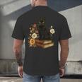 Cute Cat Book Flowers Men's Back Print T-Shirt