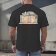 Cute Cat Sleeping On Books Men's Back Print T-Shirt