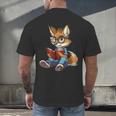Cute Coyote With Book I Kids Coyote Men's Back Print T-Shirt Cute Coyote With Book I Kids Coyote Men's Back Print T-Shirt