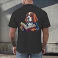 Cute Dog Basset Hound Reading Book Men's Back Print T-Shirt Cute Dog Basset Hound Reading Book Men's Back Print T-Shirt