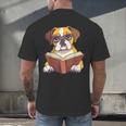 Cute Dog Boxer Reading Book Men's Back Print T-Shirt Cute Dog Boxer Reading Book Men's Back Print T-Shirt