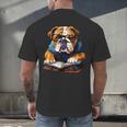 Cute Dog English Bulldog Reading Book Men's Back Print T-Shirt Cute Dog English Bulldog Reading Book Men's Back Print T-Shirt