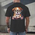 Cute Dog Puppy English Bulldog Reading Book Men's Back Print T-Shirt Cute Dog Puppy English Bulldog Reading Book Men's Back Print T-Shirt