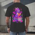 Cute Dragon Reading Books Bookworm Men's Back Print T-Shirt