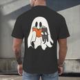 Cute Ghost Cat Reading Book Spooky Season Halloween Costume Men's Back Print T-Shirt
